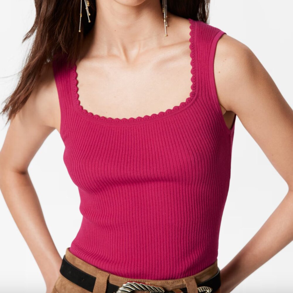 & Other Stories Rib-Knit Tank Top in Dark Red